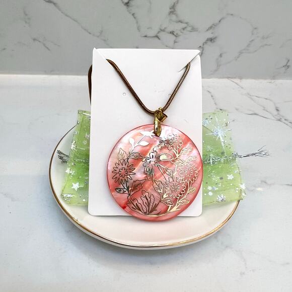 Bold Pink Statement Pendant Necklace – Boho Y2K Festival Earthy Jewelry - Picture 1 of 11